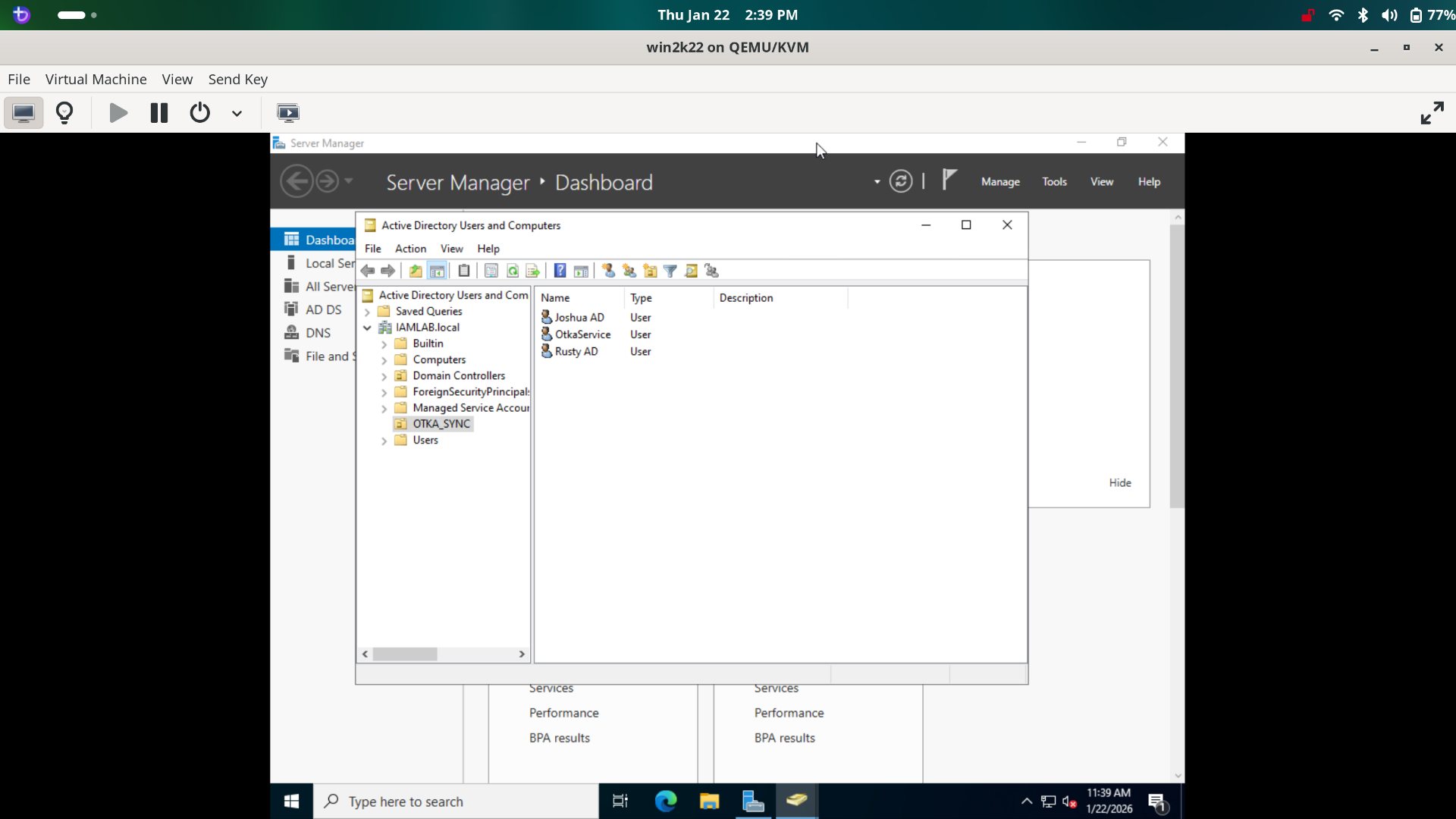 Active Directory Users and Computers Screenshot